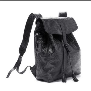 Eileen Fisher Black pebbled leather backpack